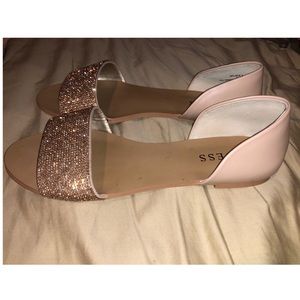 Guess: Blush rhinestone sandals